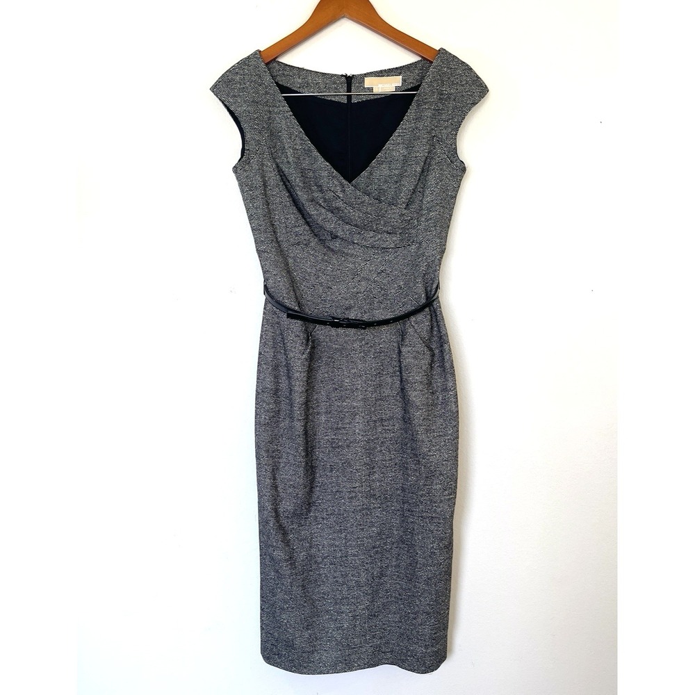 Michael Kors Womens Silk/Wool Sheath Dress Sz 6 Gray Office Career Business Work